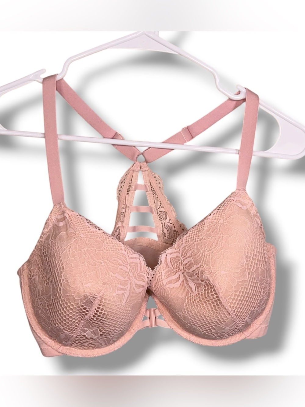 36DD Auden Pastel Light Pink Lined Demi Coverage Racerback Bra Underwire